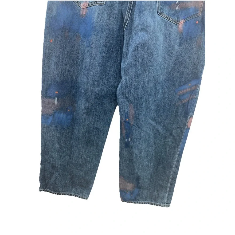 Lauren Ralph Lauren Sz 12 Painted High-Rise Relaxed Cropped Jean Atlas Wash Boho